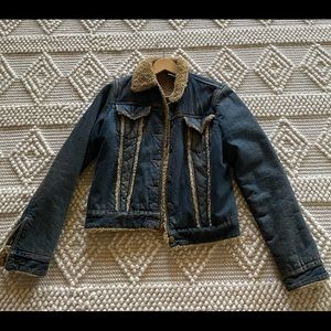Dark Jean Jacket with Camel Lining